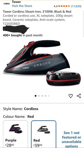 Tower cordless steam iron - tower,
