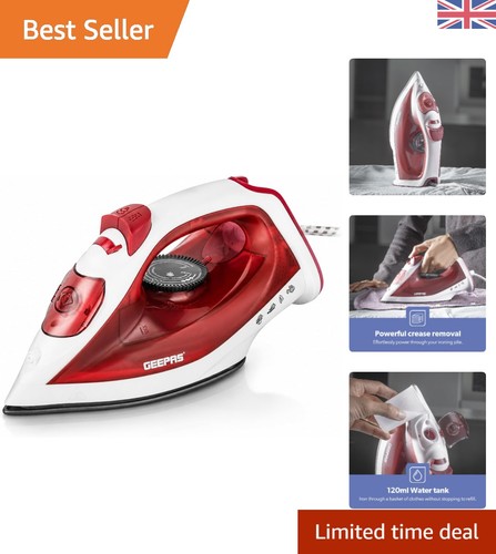 Ergonomic red steam iron with - steam,