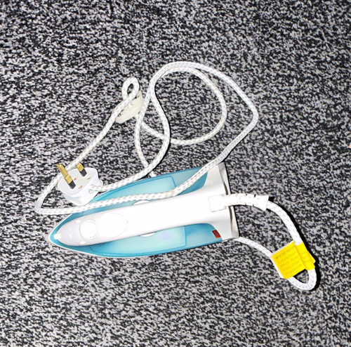 White blue corded steam iron - &,