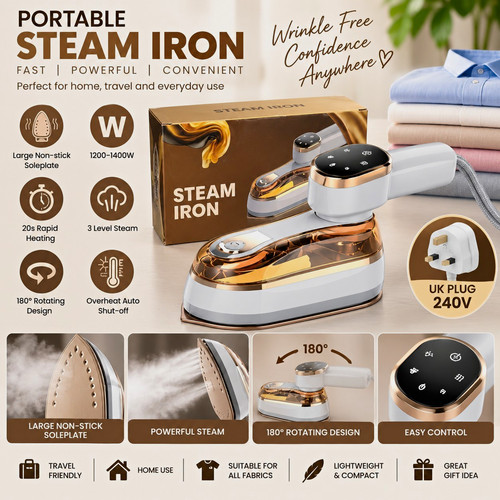 Portable steam iron 1200 1400w - portable,